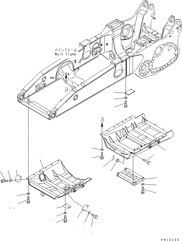 Схема запчастей Komatsu D275AX-5E0 - НИЖН. ЗАЩИТА(№-) ЧАСТИ КОРПУСА