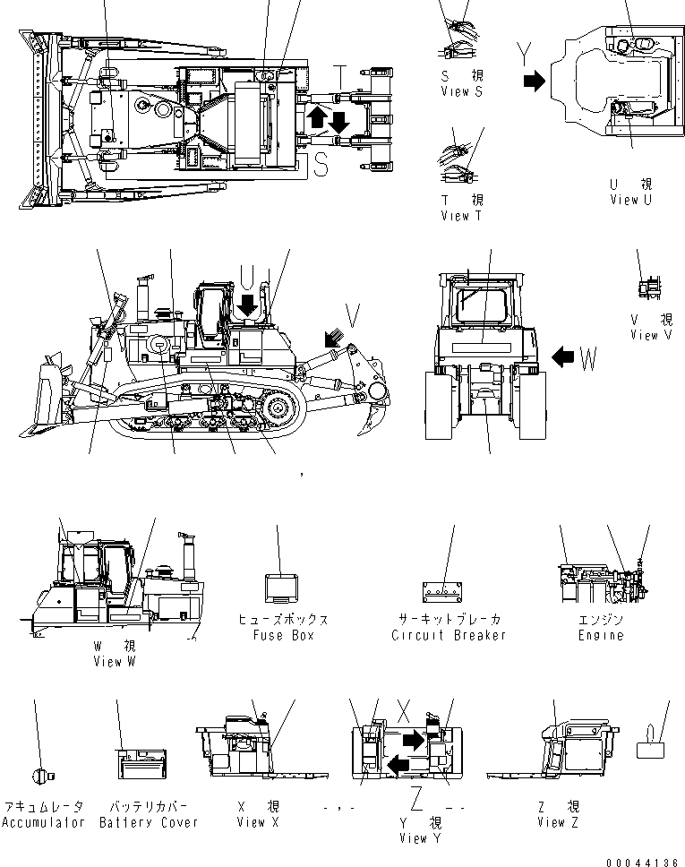 Схема запчастей Komatsu D275AX-5E0 - МАРКИРОВКА (ГЕРМАН.) (БЕЗ КАБИНЫ)(№-) МАРКИРОВКА