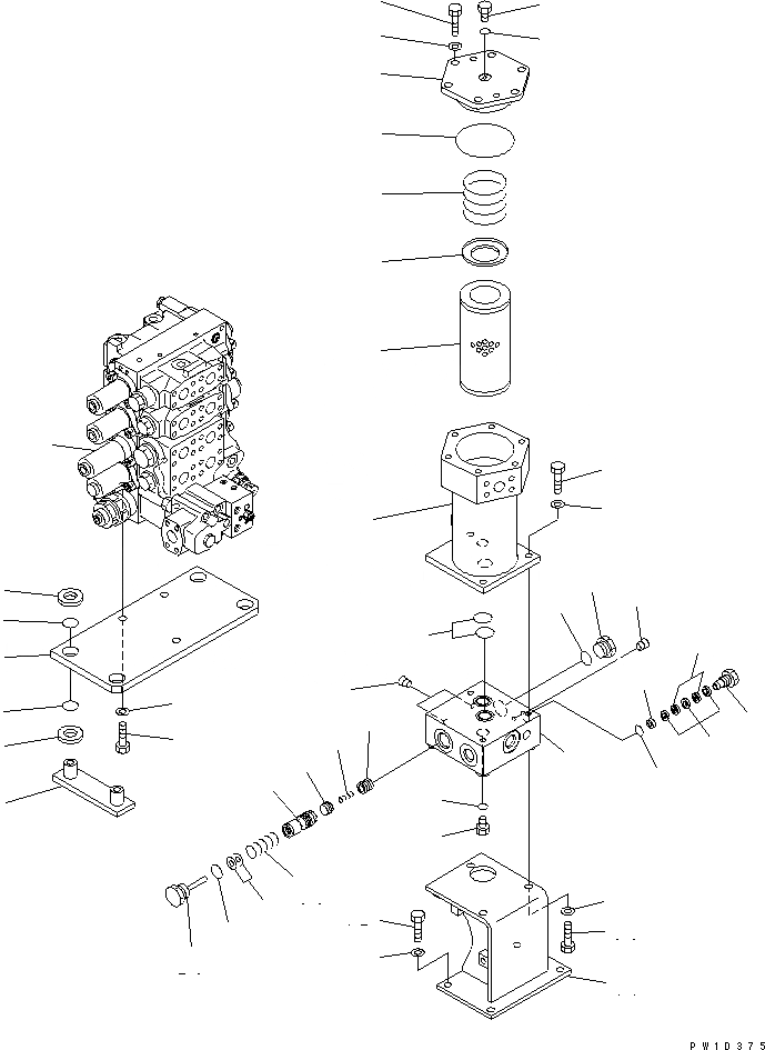 Схема запчастей Komatsu D275AX-5-KO - ЗАГРУЗОЧН. КЛАПАН И ФИЛЬТР. (ПРЯМ. ОТВАЛ) ЧАСТИ КОРПУСА