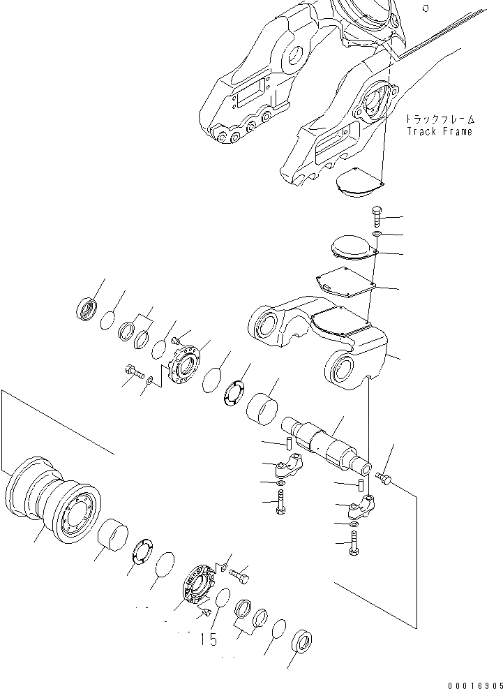 Схема запчастей Komatsu D275AX-5-KO - ПЕРВ. ТЕЛЕЖКА (С ОДИНОЧН. ОПОРНЫЙ КАТОК ЛЕВ. И ПРАВ.) ХОДОВАЯ