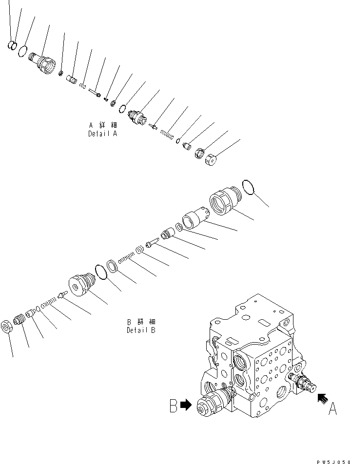 Схема запчастей Komatsu D275AX-5-KO - УПРАВЛЯЮЩ. КЛАПАН (4-Х СЕКЦИОНН.) (/) ОСНОВН. КОМПОНЕНТЫ И РЕМКОМПЛЕКТЫ
