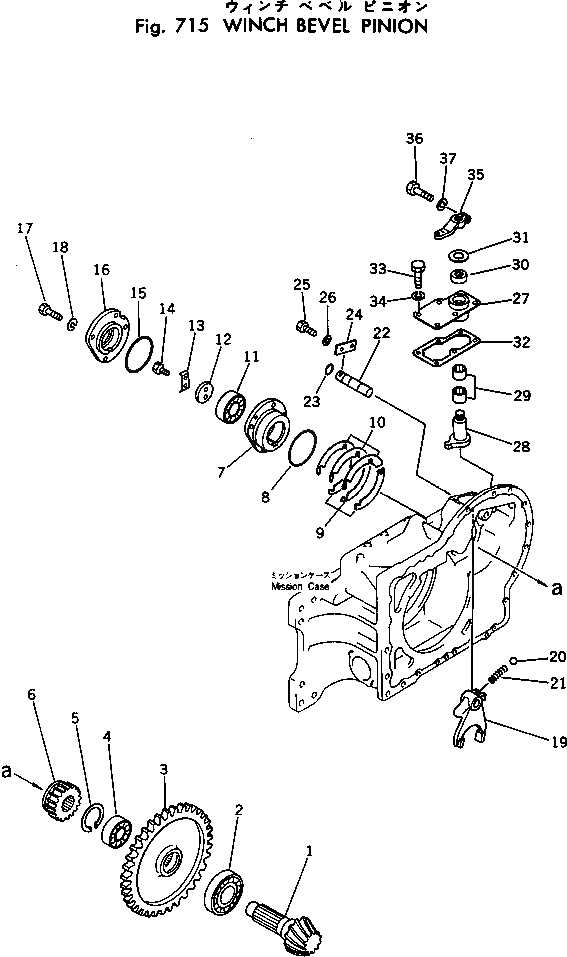 Схема запчастей Komatsu D30AM-17 - ЛЕБЕДКА BEVEL ШЕСТЕРНЯ РАБОЧЕЕ ОБОРУДОВАНИЕ