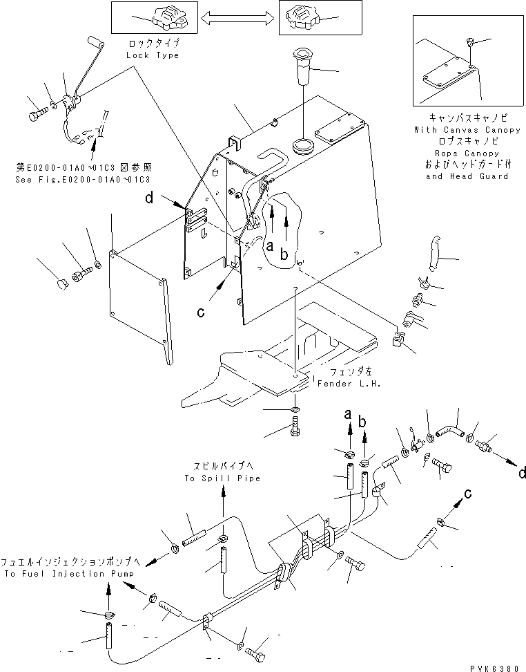 Схема запчастей Komatsu D31A-20 - ТОПЛ. БАК И ТОПЛИВОПРОВОД (С FRP НАВЕС)(№7-) ТОПЛИВН. БАК. AND КОМПОНЕНТЫ