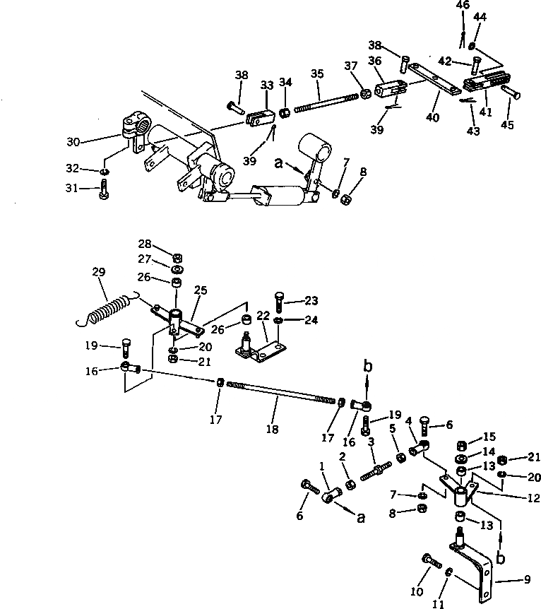 Схема запчастей Komatsu D31E-17 - ПЕДАЛЬ ТОЛЧКОВОГО РЕГУЛИР-Я (/) (ДЛЯ P ДЕМПФЕР И ТРАНСМИССИЯ
