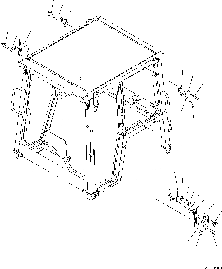Схема запчастей Komatsu D31EX-21A-M - КАБИНА ROPS (ФИКСАТОР ОТКРЫТИЯ) КАБИНА ОПЕРАТОРА И СИСТЕМА УПРАВЛЕНИЯ