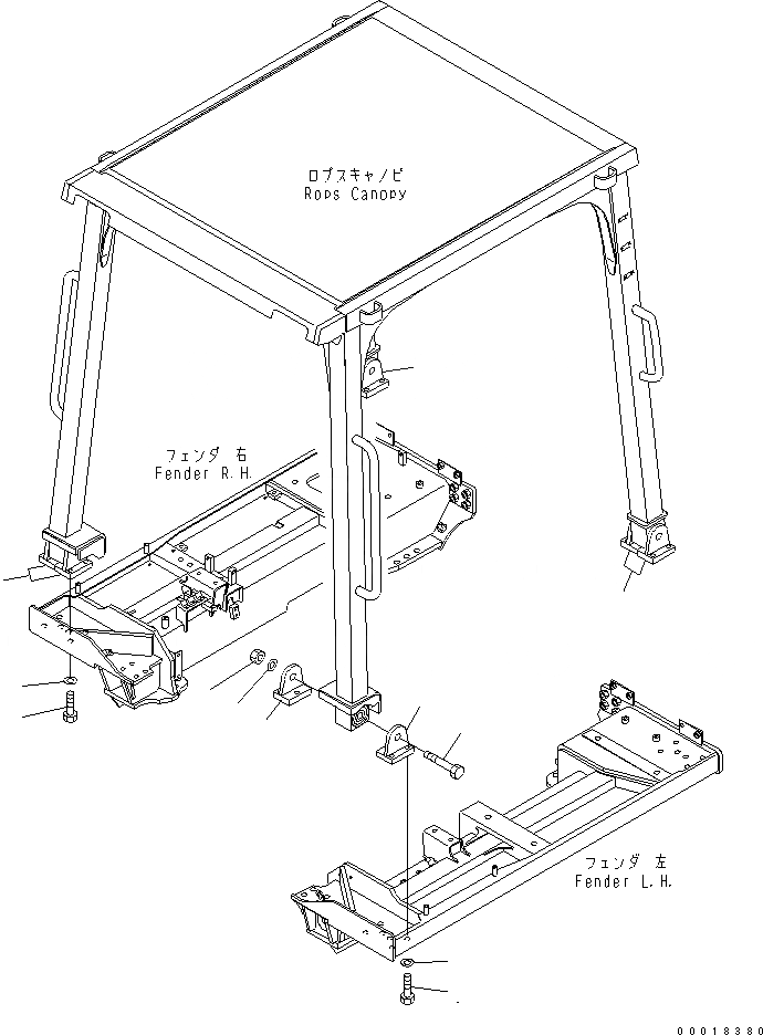 Схема запчастей Komatsu D31EX-21A-M - ROPS КРЕПЛЕНИЕ ЧАСТИ КОРПУСА