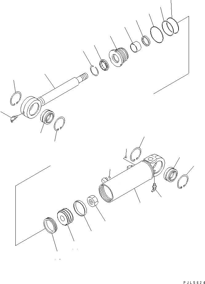 Схема запчастей Komatsu D31EX-21 - ЦИЛИНДР ПЕРЕКОСА ОСНОВН. КОМПОНЕНТЫ И РЕМКОМПЛЕКТЫ