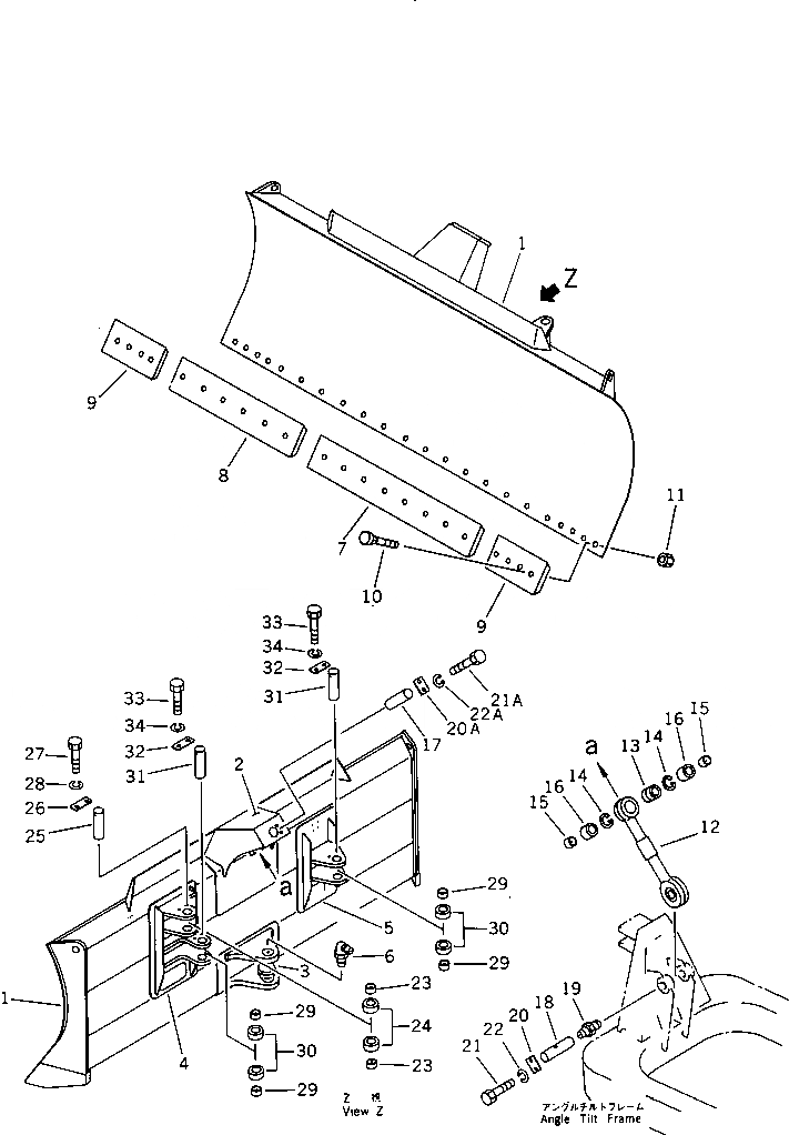 Схема запчастей Komatsu D31P-18A - ANGLE НАКЛОН. ОТВАЛ РАБОЧЕЕ ОБОРУДОВАНИЕ