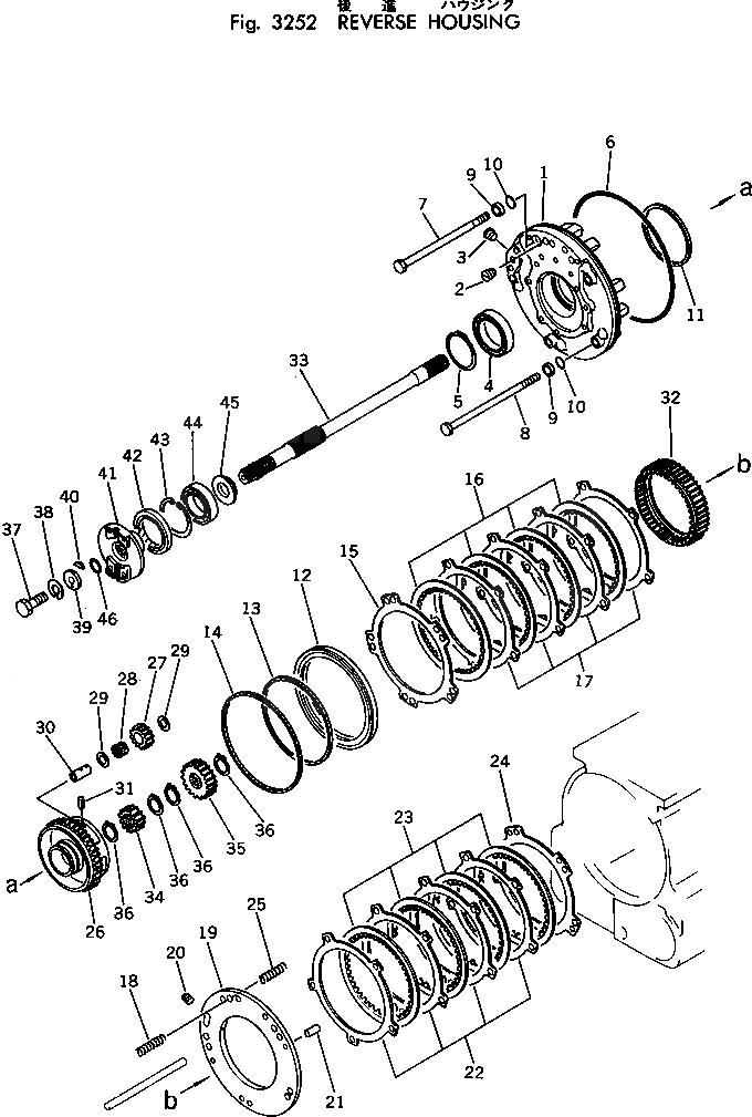 Схема запчастей Komatsu D31P-16A - КОЖУХ РЕВЕРСА ДЕМПФЕР И ТРАНСМИССИЯ