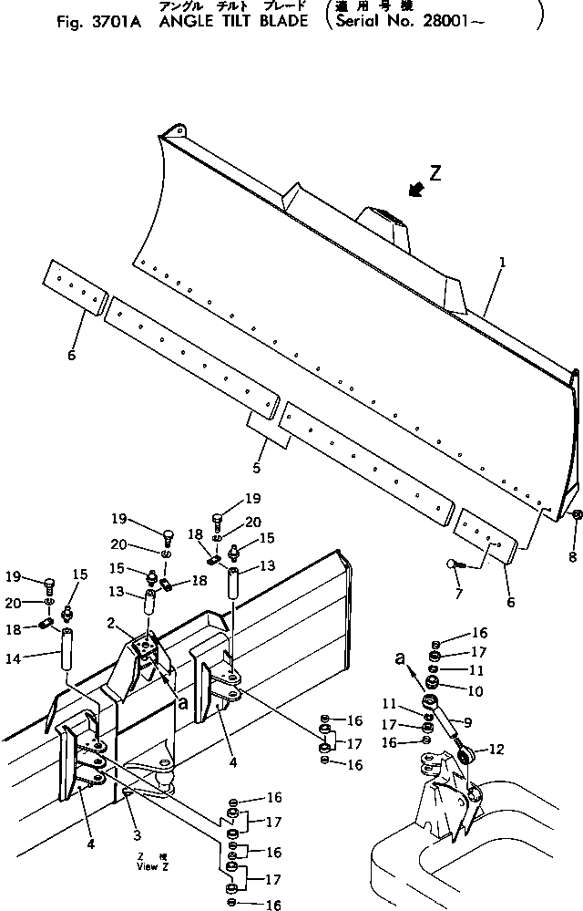 Схема запчастей Komatsu D31P-16A - ANGLE НАКЛОН. ОТВАЛ(№8-) РАБОЧЕЕ ОБОРУДОВАНИЕ