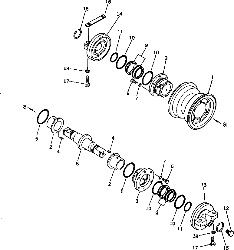 Схема запчастей Komatsu D31P-17A - ОПОРНЫЙ КАТОК ГУСЕНИЦЫ