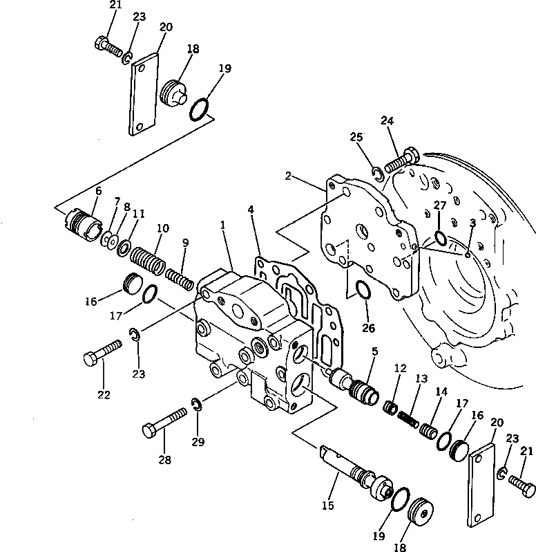 Схема запчастей Komatsu D31P-17A - MODULATION КЛАПАН ДЕМПФЕР И ТРАНСМИССИЯ