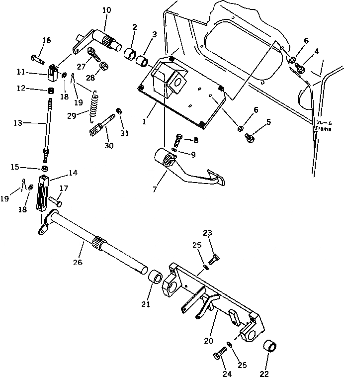 Схема запчастей Komatsu D31P-17A - ПЕДАЛЬ ТОРМОЗА (ДЛЯ РЫЧАГ РУЛЕВ. УПРАВЛЕНИЕ) СИСТЕМАУПРАВЛЕНИЯ ПОВОРОТОМ И КОНЕЧНАЯ ПЕРЕДАЧА