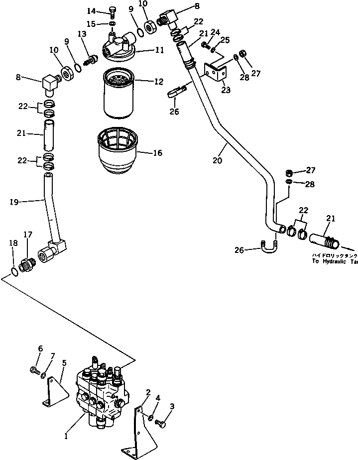 Схема запчастей Komatsu D31P-17A - ГИДРАВЛ. ФИЛЬТР И ТРУБЫ УПРАВЛ-Е РАБОЧИМ ОБОРУДОВАНИЕМ