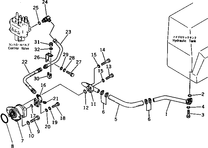Схема запчастей Komatsu D31P-17A - ГИДРОЛИНИЯ (ИЗ БАКА В НАСОС - КЛАПАН) УПРАВЛ-Е РАБОЧИМ ОБОРУДОВАНИЕМ