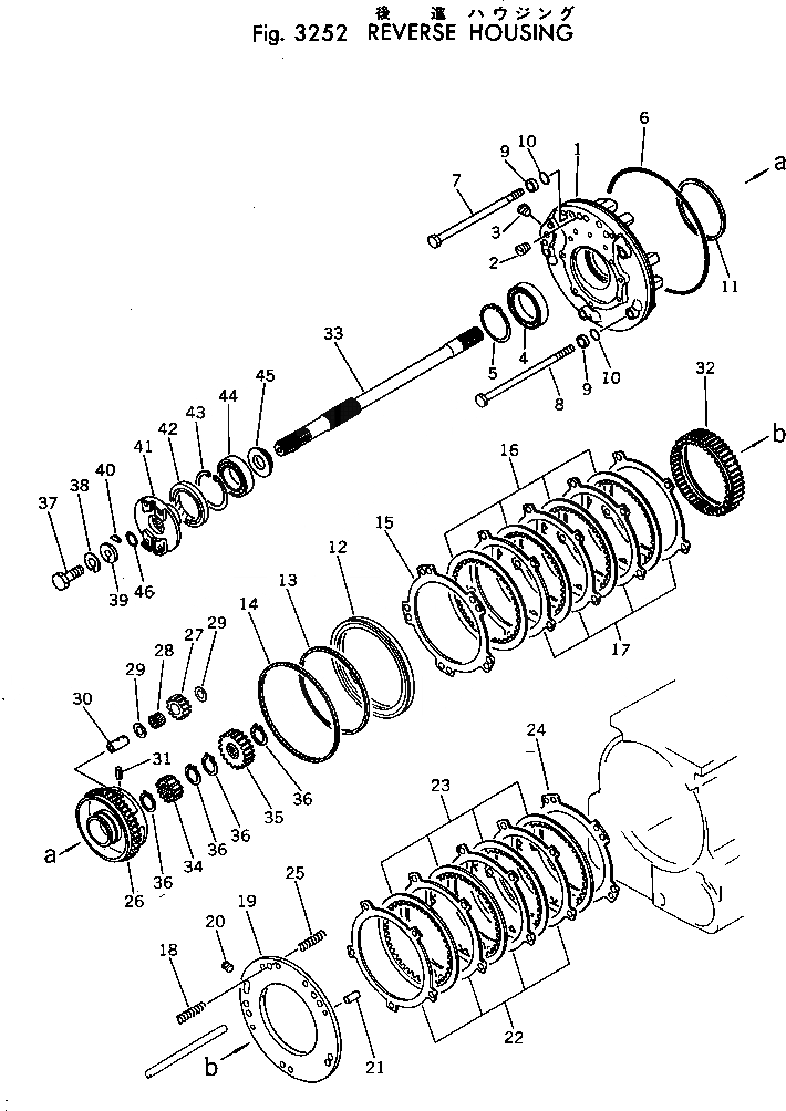 Схема запчастей Komatsu D31PL-16 - КОЖУХ РЕВЕРСА ДЕМПФЕР И ТРАНСМИССИЯ