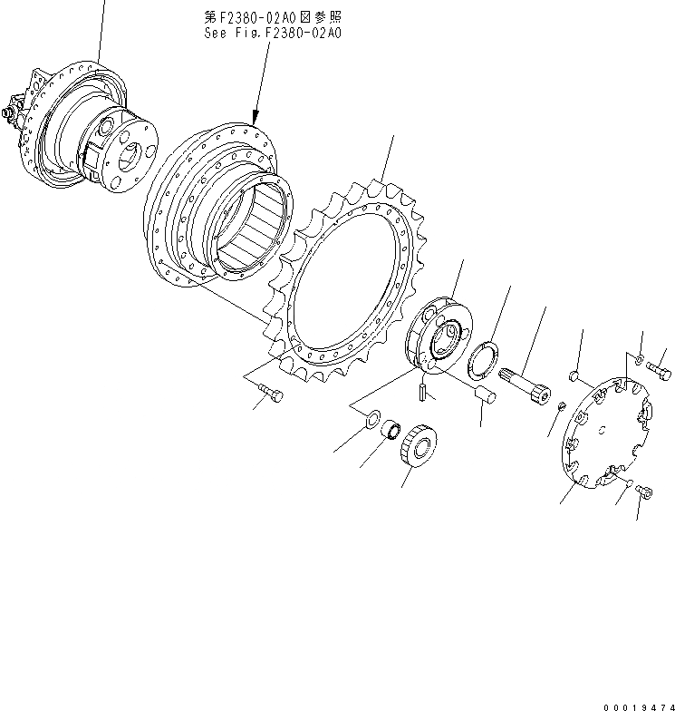 Схема запчастей Komatsu D31PX-21A-M - КОНЕЧНАЯ ПЕРЕДАЧА (НЕСУЩИЙ ЭЛЕМЕНТ) СИЛОВАЯ ПЕРЕДАЧА И КОНЕЧНАЯ ПЕРЕДАЧА