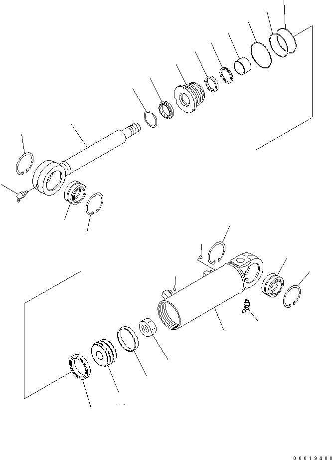 Схема запчастей Komatsu D31PX-21A-M - ЦИЛИНДР ПЕРЕКОСА ОСНОВН. КОМПОНЕНТЫ И РЕМКОМПЛЕКТЫ
