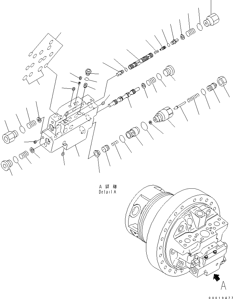 Схема запчастей Komatsu D31PX-21A-M - МОТОР ХОДА (/) (ЛЕВ.) ОСНОВН. КОМПОНЕНТЫ И РЕМКОМПЛЕКТЫ