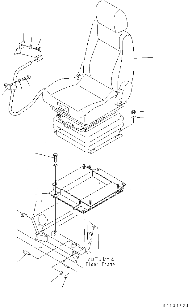 Схема запчастей Komatsu D31PX-21A - СИДЕНЬЕ ОПЕРАТОРА (ТКАНЕВОЕ СИДЕНЬЕ) (ВОЗД. С ВОЗД. ПОДВЕСКОЙ) КАБИНА ОПЕРАТОРА И СИСТЕМА УПРАВЛЕНИЯ