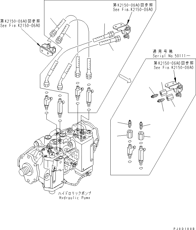 Схема запчастей Komatsu D31PX-21 - PPC ЛИНИЯ (BRANCH ШЛАНГИ) ГИДРАВЛИКА