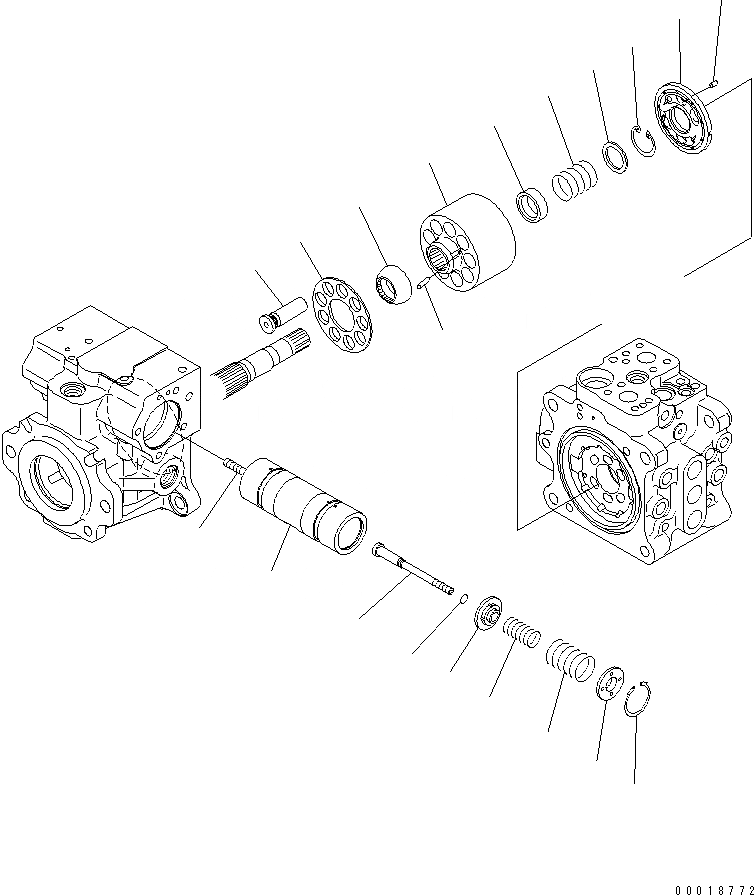 Схема запчастей Komatsu D31PX-21 - HST НАСОС (/) ОСНОВН. КОМПОНЕНТЫ И РЕМКОМПЛЕКТЫ