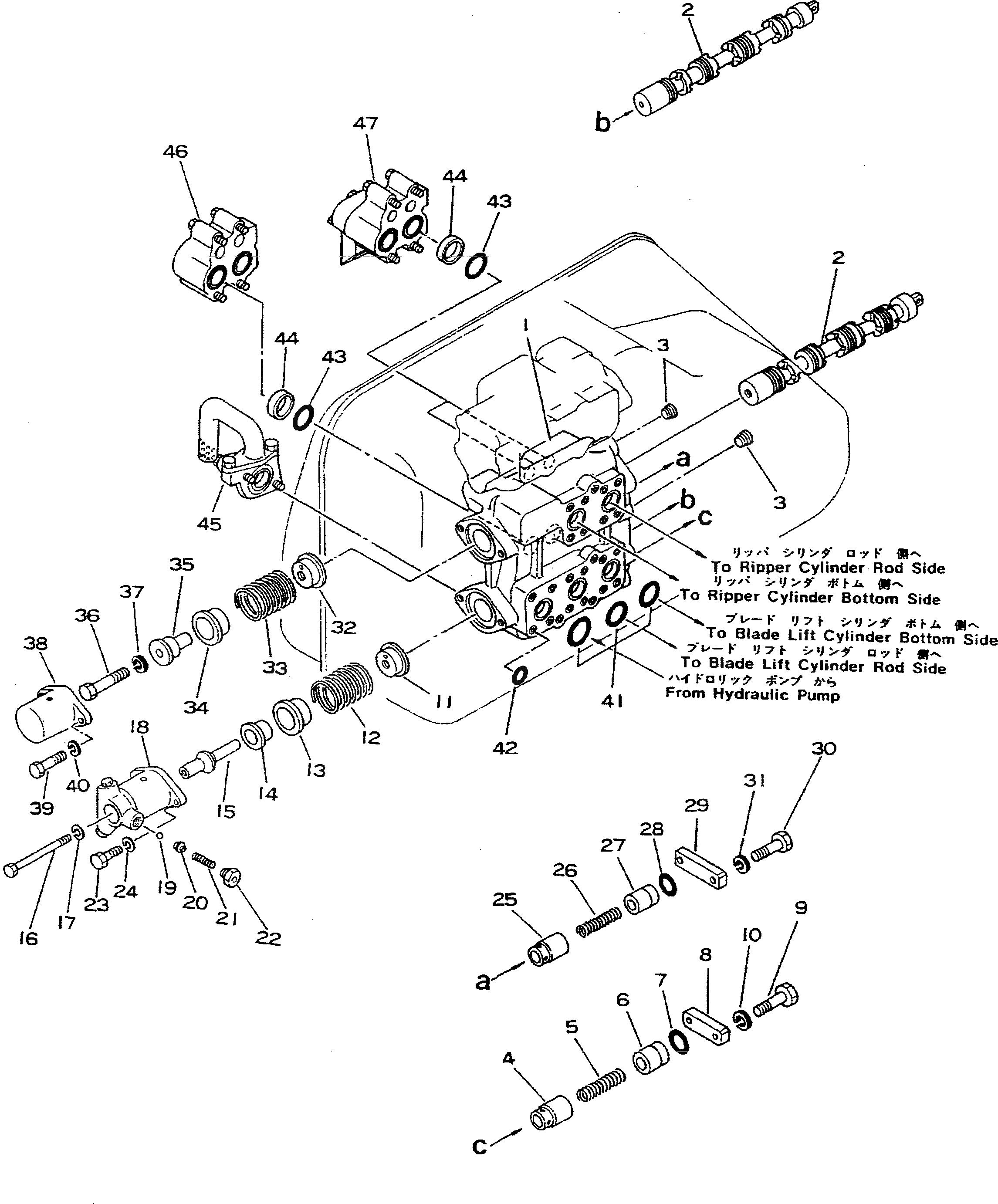 Схема запчастей Komatsu D355A-3 - КЛАПАН ПОДЪЕМА ОТВАЛА И РЫХЛИТЕЛЯ(№-99) УПРАВЛ-Е РАБОЧИМ ОБОРУДОВАНИЕМ