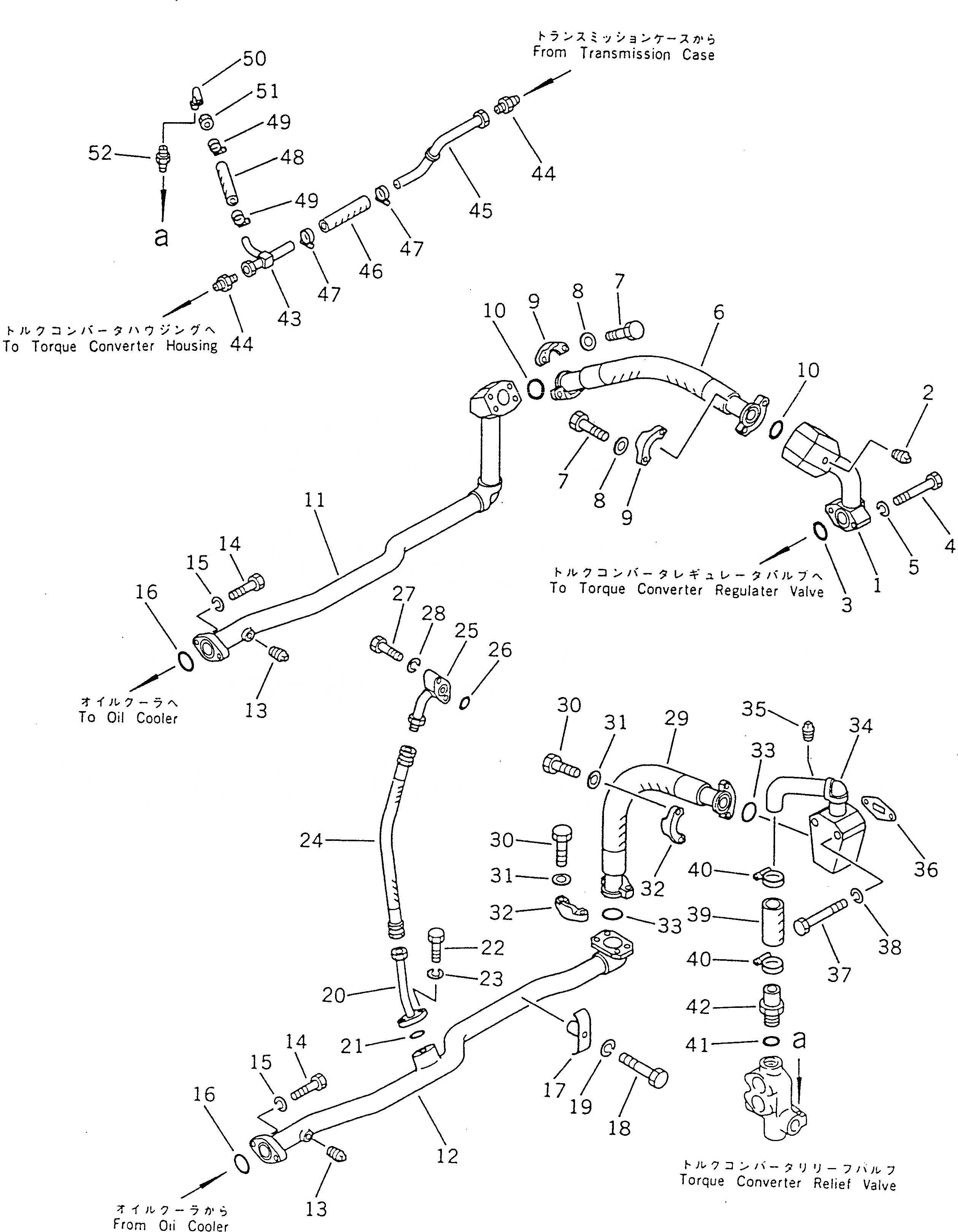 Схема запчастей Komatsu D355A-5 - ГИДРОТРАНСФОРМАТОР И ЛИНИИ МАСЛООХЛАДИТЕЛЯ СИСТЕМА УПРАВЛЕНИЯ