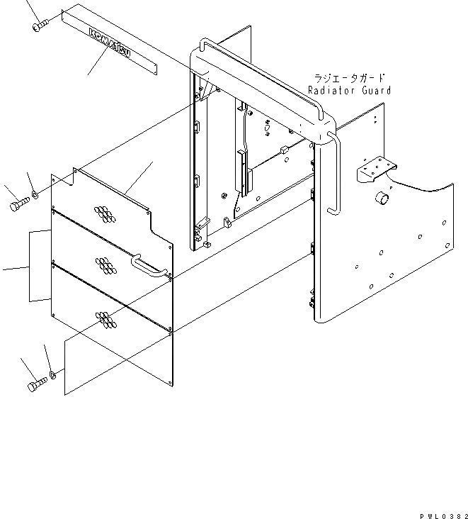 Схема запчастей Komatsu D355C-3 - ЗАСЛОНКА РАДИАТОРА(№-) ЧАСТИ КОРПУСА