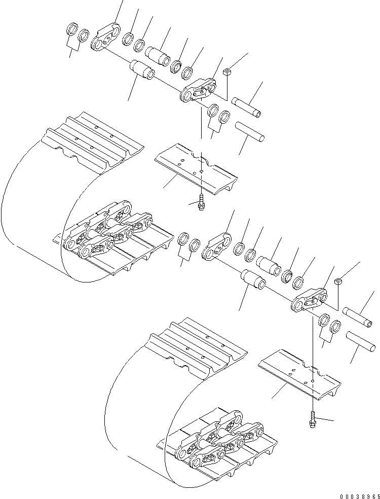 Схема запчастей Komatsu D355C-3 - ГУСЕНИЦЫ (9MM) (ОДИНОЧН. ГРУНТОЗАЦЕП) ХОДОВАЯ