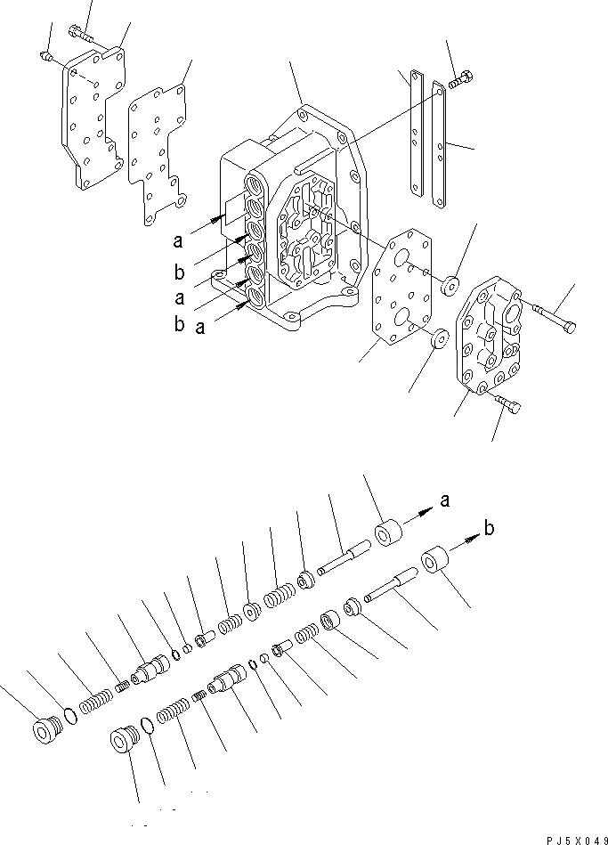 Схема запчастей Komatsu D355C-3 - PPC КЛАПАН ОСНОВН. КОМПОНЕНТЫ И РЕМКОМПЛЕКТЫ