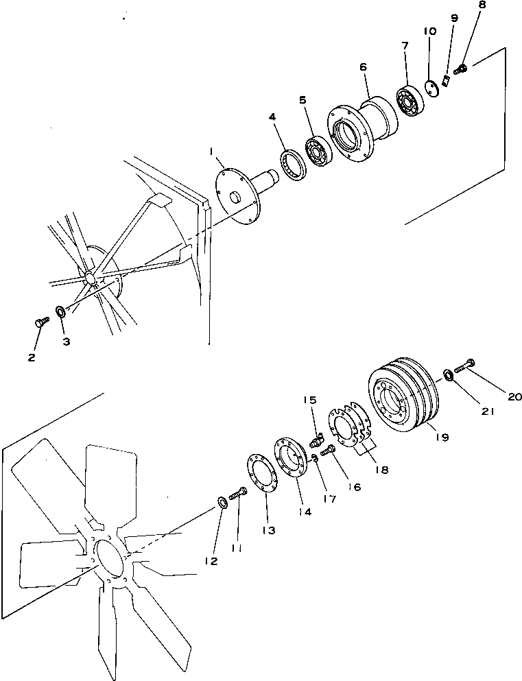 Схема запчастей Komatsu D355C-3 - ПРИВОД ВЕНТИЛЯТОРА РАДИАТОРА(№-) КОМПОНЕНТЫ ДВИГАТЕЛЯ И ЭЛЕКТРИКА