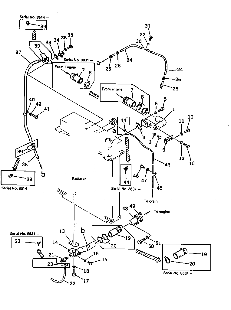 Схема запчастей Komatsu D355C-3 - СИСТЕМА ТРУБ РАДИАТОРА(№-) КОМПОНЕНТЫ ДВИГАТЕЛЯ И ЭЛЕКТРИКА