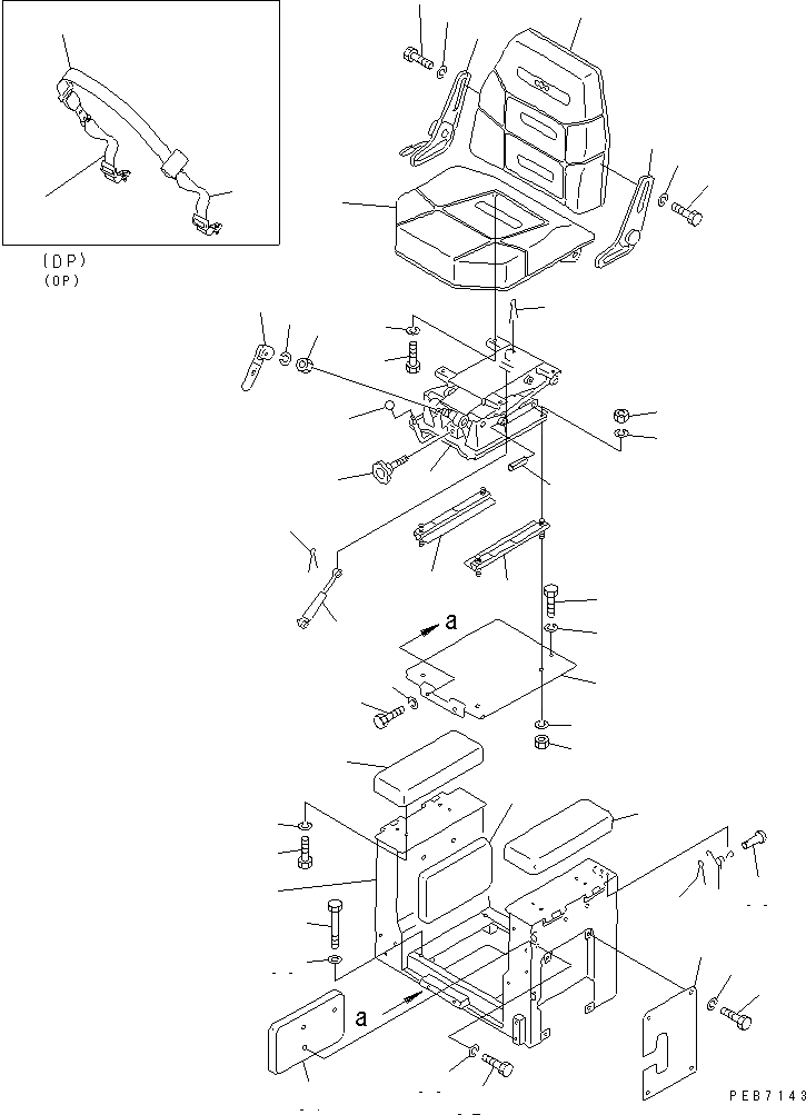 Схема запчастей Komatsu D355C-3 - СИДЕНЬЕ ОПЕРАТОРА(№-9) ЧАСТИ КОРПУСА