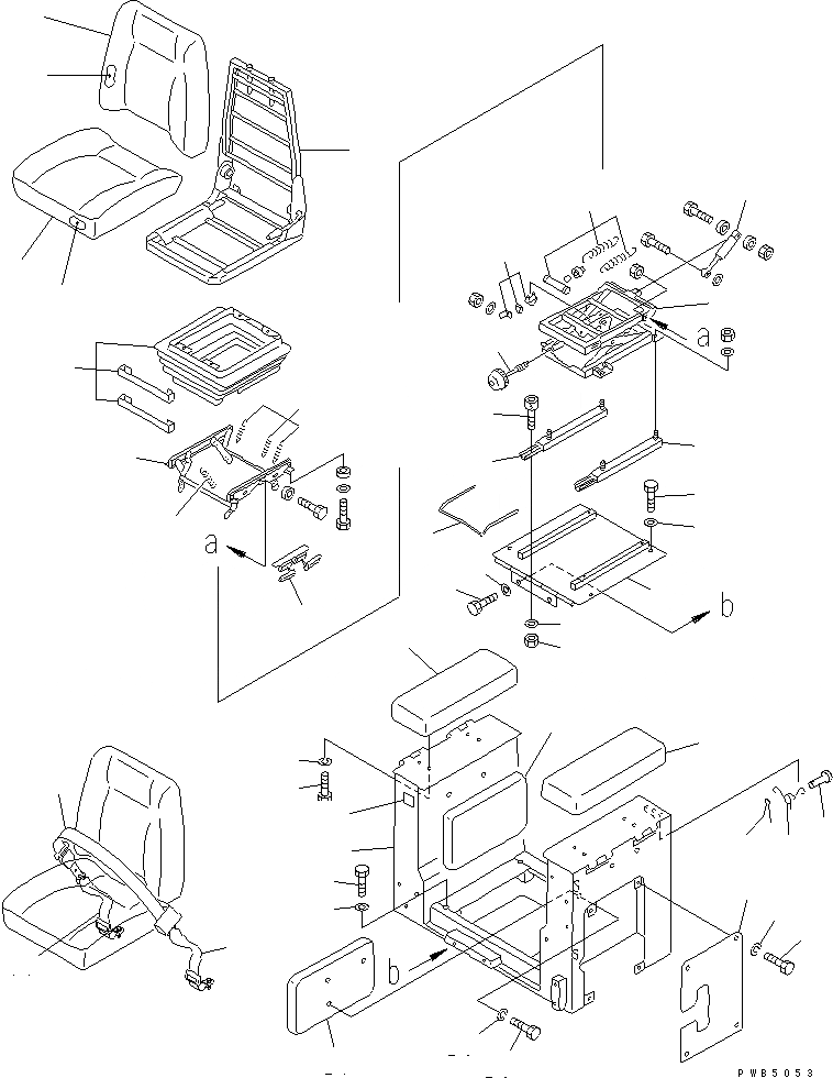 Схема запчастей Komatsu D355C-3 - СИДЕНЬЕ ОПЕРАТОРА(№9-) ЧАСТИ КОРПУСА