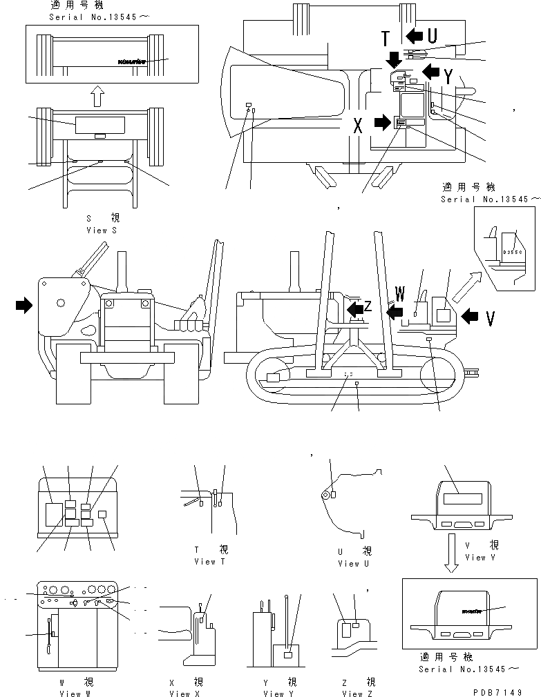 Схема запчастей Komatsu D355C-3 - МАРКИРОВКА (ПОЛЬША)(№-) ЧАСТИ КОРПУСА