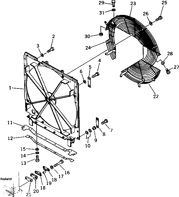 Схема запчастей Komatsu D355C-3 - РЕШЕТКА ВЕНТИЛЯТОРА РАДИАТОРА (ДЛЯ ПОДОГРЕВ. РАКЕТНОГО ТИПА)(№-) ПОДОГРЕВ. РАКЕТНОГО ТИПА И КОМПОНЕНТЫ