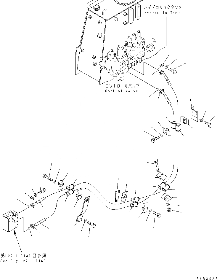 Схема запчастей Komatsu D375A-3A - ПОДЪЕМ. ОТВАЛА ЛИНИЯ (ДЛЯ ОТВАЛА С ПЕРЕКОСОМ) ГИДРАВЛИКА