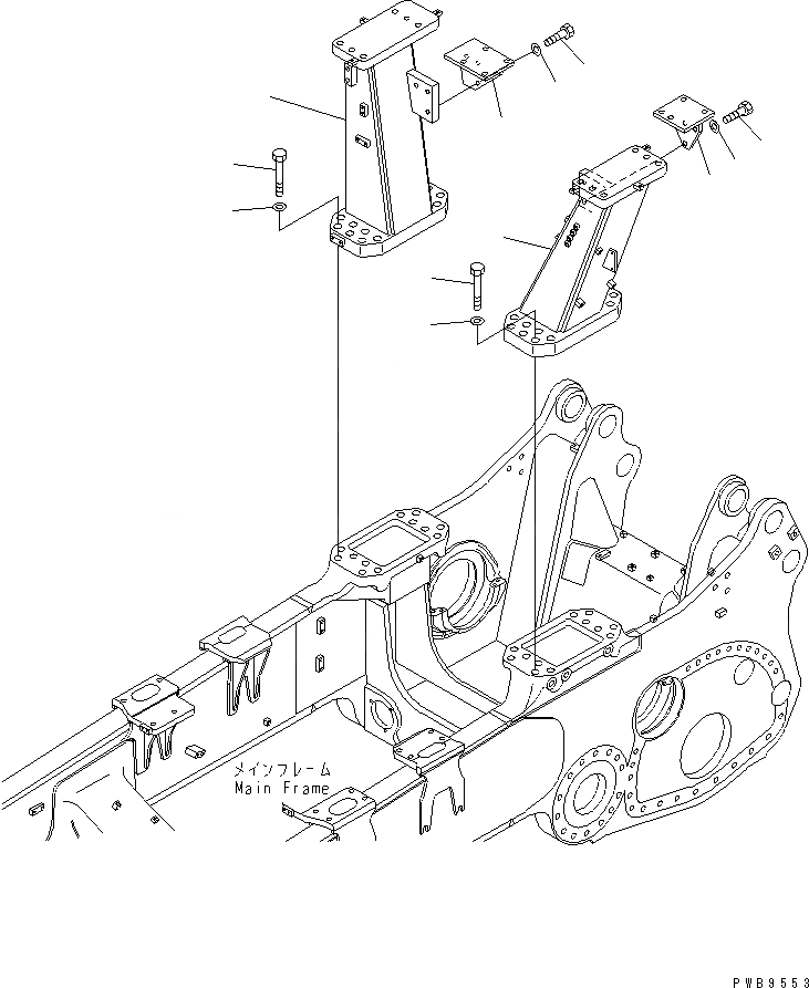 Схема запчастей Komatsu D375A-3A - ROPS КРЕПЛЕНИЕ (С ШИРОК. КАБИНОЙ)(№7-) ЧАСТИ КОРПУСА