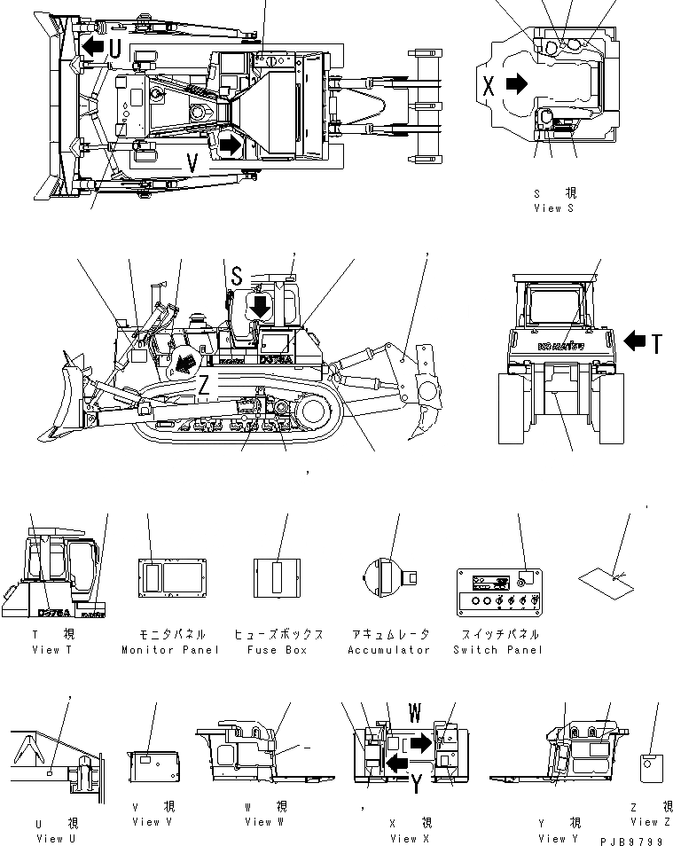 Схема запчастей Komatsu D375A-3A - МАРКИРОВКА (РОССИЯ) (С ШИРОК. КАБИНОЙ)(№7-) МАРКИРОВКА