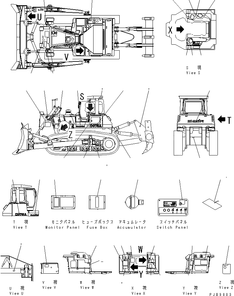 Схема запчастей Komatsu D375A-3A - МАРКИРОВКА (ПОРТУГАЛ. И ЕС) (С ШИРОК. КАБИНОЙ)(№7-) МАРКИРОВКА