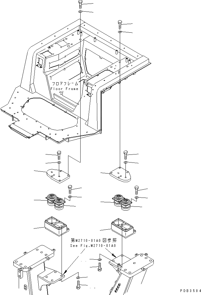 Схема запчастей Komatsu D375A-3D - КРЕПЛЕНИЕ ПОЛА (ЗАДН.) КАБИНА ОПЕРАТОРА И СИСТЕМА УПРАВЛЕНИЯ