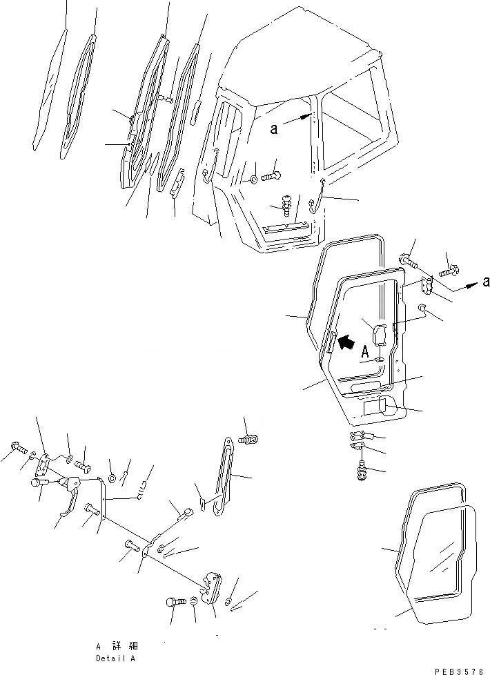 Схема запчастей Komatsu D375A-3 - КАБИНА (ДВЕРЬ И ЗАМОК) (/) КАБИНА ОПЕРАТОРА И СИСТЕМА УПРАВЛЕНИЯ