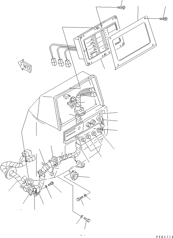 Схема запчастей Komatsu D375A-3 - ПРИБОРНАЯ ПАНЕЛЬ (ПАНЕЛЬ И ЭЛЕКТРОПРОВОДКА) (БЕЗ КОНТРОЛЯ ПРОСКАЛЬЗ-Я ГУСЕНИЦ¤ С КОНДИЦ.DITIONER) КАБИНА ОПЕРАТОРА И СИСТЕМА УПРАВЛЕНИЯ
