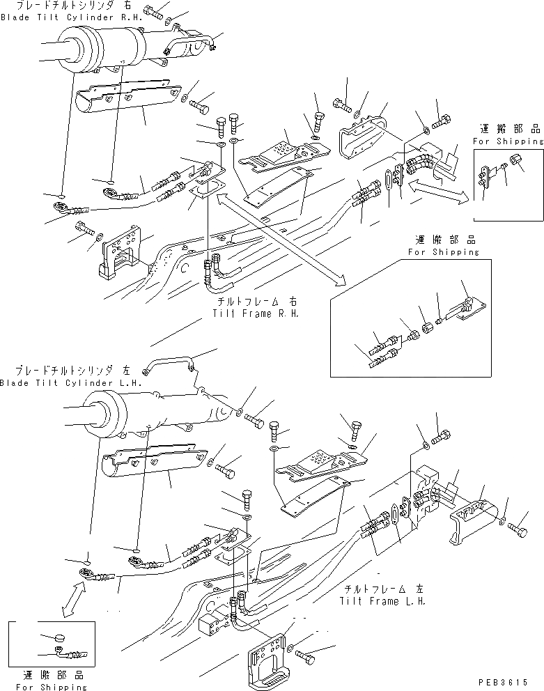 Схема запчастей Komatsu D375A-3 - ГИДРОЛИНИЯ (ПЕРЕКОС. ОТВАЛА ЛИНИЯ) (ДЛЯ ОТВАЛА С ДВОЙН. ПЕРЕКОСОМ) РАБОЧЕЕ ОБОРУДОВАНИЕ