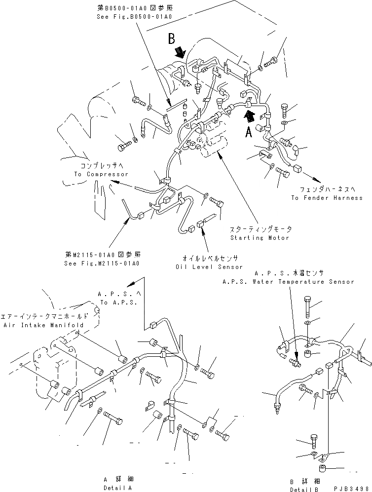 Схема запчастей Komatsu D375A-3A-01 - ОСНОВН. Э/ПРОВОДКА (С КОНТРОЛЕМ ПРОСКАЛЬЗ-Я ГУСЕНИЦ) КОМПОНЕНТЫ ДВИГАТЕЛЯ