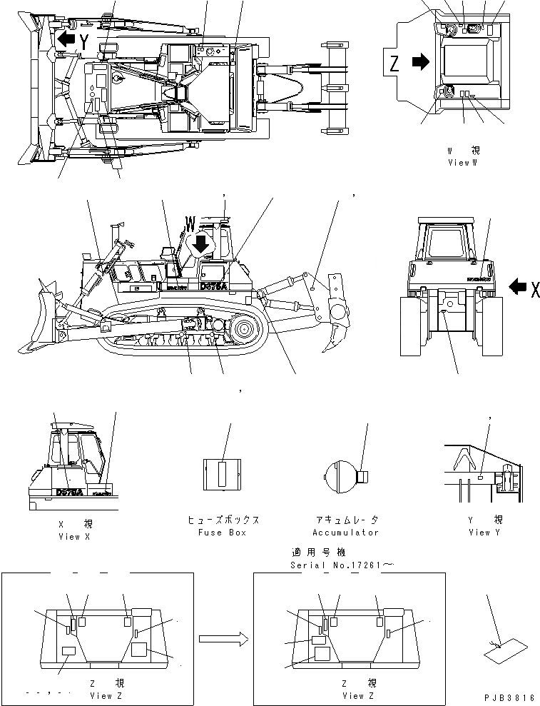 Схема запчастей Komatsu D375A-3-01 - МАРКИРОВКА (ЯПОН.)(№7-79) МАРКИРОВКА