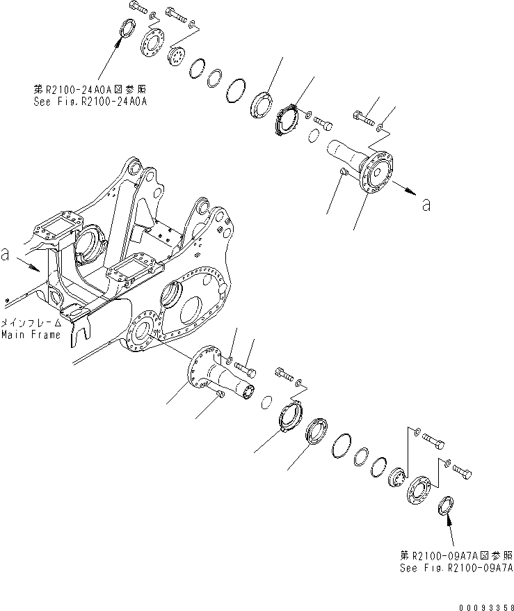 Схема запчастей Komatsu D375A-5 - ПОВОРОТН. ШКВОРЕНЬ (ДЛЯ ОТВАЛА С ДВОЙН. ПЕРЕКОСОМ)(№9-) ОСНОВН. РАМА И КОМПОНЕНТЫ