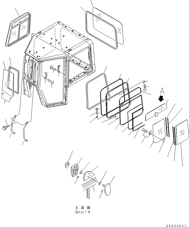 Схема запчастей Komatsu D375A-5 - КАБИНА (СДВИЖН. ОКНА) КАБИНА ОПЕРАТОРА И СИСТЕМА УПРАВЛЕНИЯ