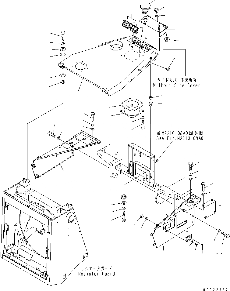 Схема запчастей Komatsu D375A-5 - КАПОТ И БОКОВ. КРЫШКА (OPEN) ЧАСТИ КОРПУСА